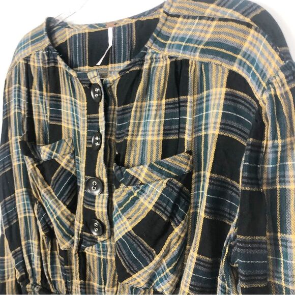 FREE PEOPLE | It’s The Good Life Cropped Plaid Flannel Top Women’s Size Small - Picture 5 of 14